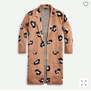 JCrew Ella Open-Front Long Sweater Blazer in Leopard - Size XXS
